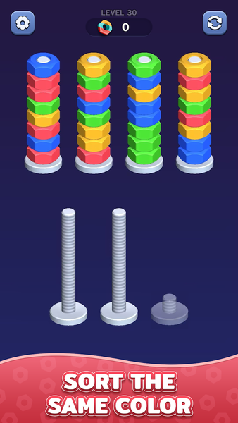 Nuts Color Sort - Screw Puzzle - Gameplay image of android game