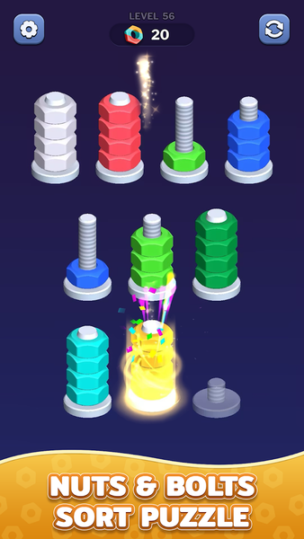 Nuts Color Sort - Screw Puzzle - Gameplay image of android game