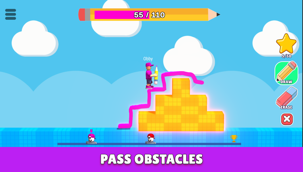 Obby Doodle: Draw and jump - Gameplay image of android game