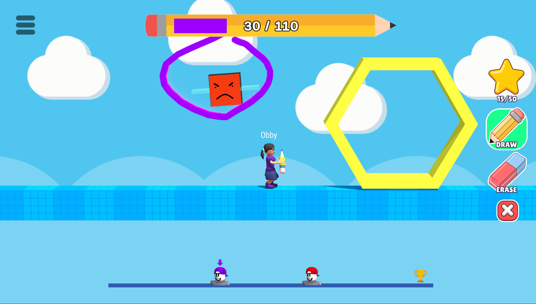 Obby Doodle: Draw and jump - Gameplay image of android game