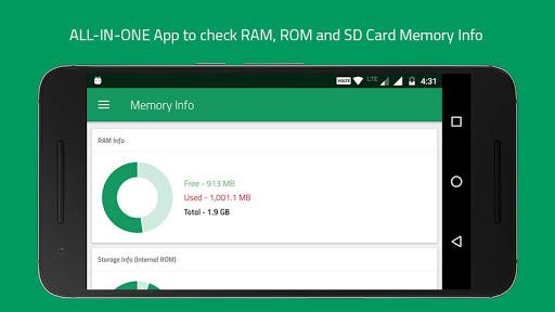Memory Info (RAM, ROM Internal & SD Card External) - عکس برنامه موبایلی اندروید