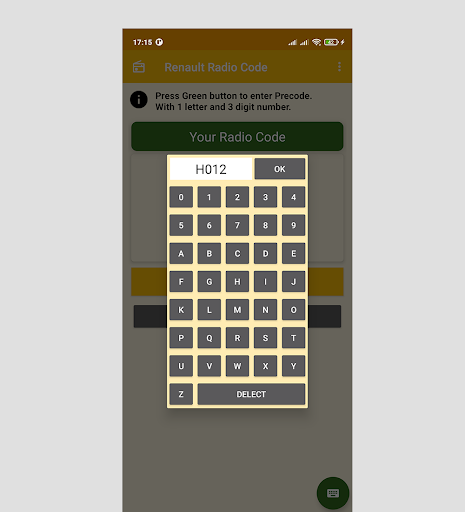 Radio Code For Renault 5.0 - Image screenshot of android app