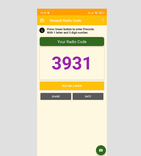 Radio Code For Renault 5.0 - Image screenshot of android app