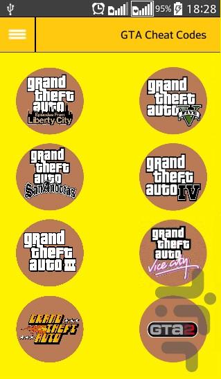 GTA Cheat Codes - عکس برنامه موبایلی اندروید