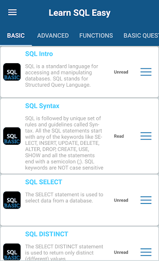 SQL Offline Tutorial & Interview Questions - عکس برنامه موبایلی اندروید