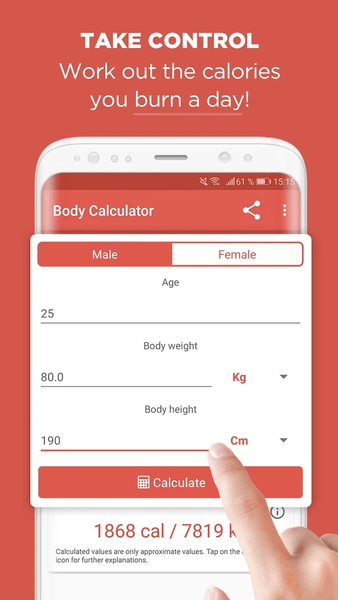 Calories burned calculator - Image screenshot of android app