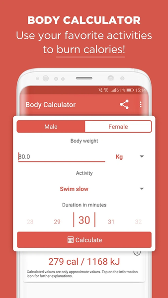 Calories burned calculator - Image screenshot of android app