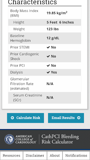 CathPCI Risk Calculator - عکس برنامه موبایلی اندروید