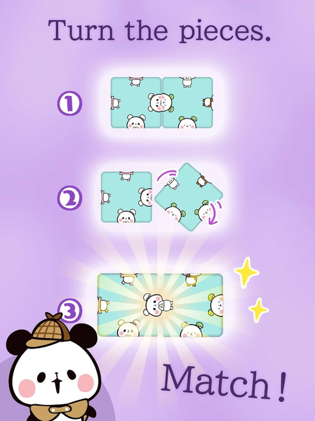 Turn-piece Puzzle MOCHI PANDA - Gameplay image of android game
