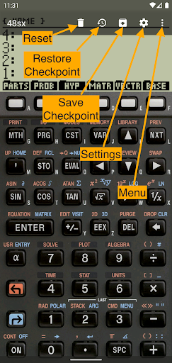 48sx, a vintage RPN calculator - Image screenshot of android app