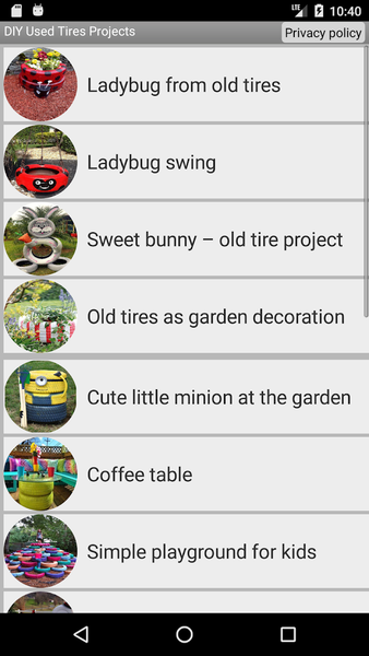 DIY Used Tires Projects - Image screenshot of android app