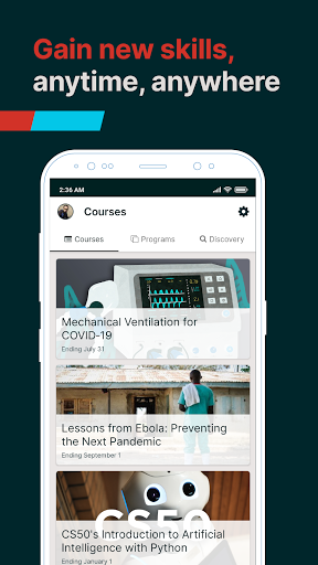 edX online learning - Image screenshot of android app