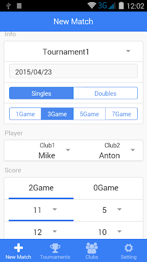 Table Tennis Match Log - Image screenshot of android app