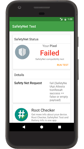 SafetyNet Test - عکس برنامه موبایلی اندروید