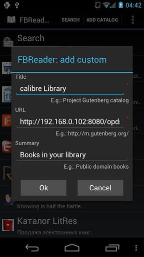FBReader: Calibre connection - Image screenshot of android app