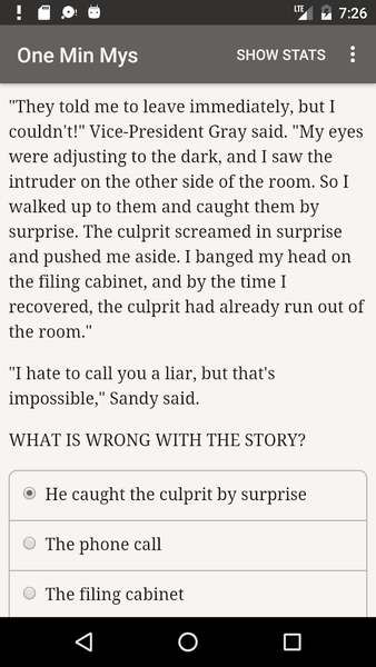 One Minute Mysteries - Image screenshot of android app