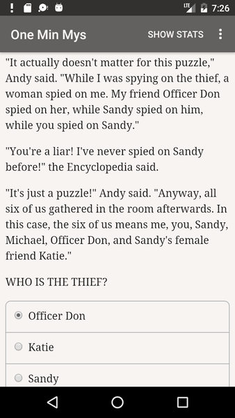 One Minute Mysteries - Image screenshot of android app