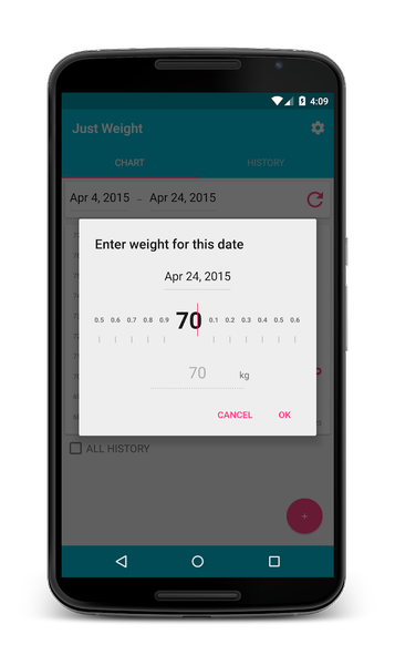 Just Weight. Track Your Weight - Image screenshot of android app