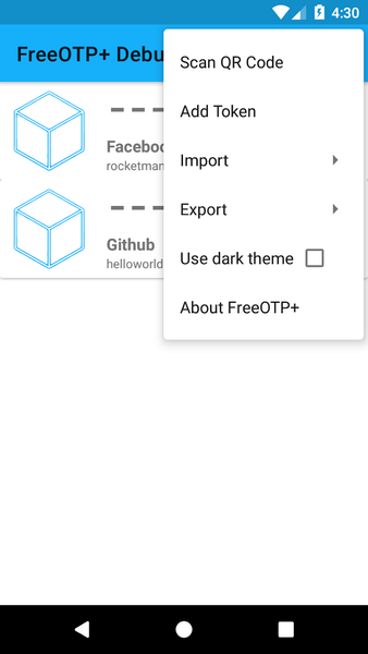 FreeOTP+ (2FA Authenticator) - Image screenshot of android app