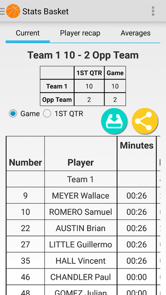 Basketball stats - عکس برنامه موبایلی اندروید