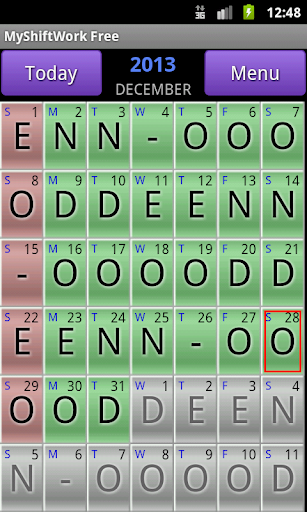 My ShiftWork Lite - Image screenshot of android app