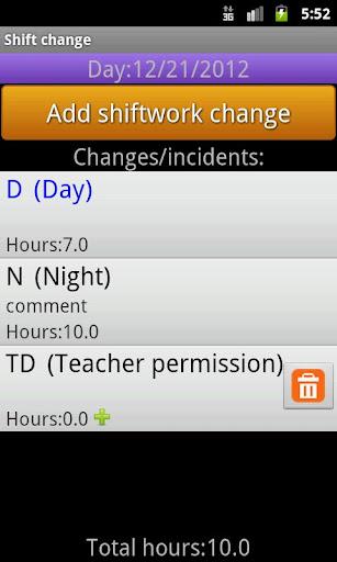 My ShiftWork Lite - Image screenshot of android app