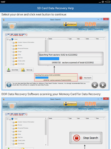 SD Card Data Recovery Help - Image screenshot of android app