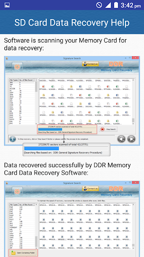 SD Card Data Recovery Help - Image screenshot of android app