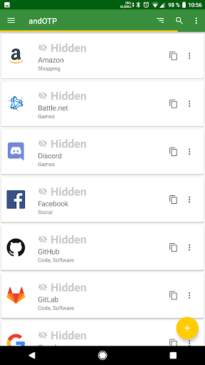 andOTP - Android OTP Authenticator - Image screenshot of android app