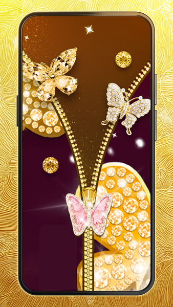 Zipper Gold Lock Screen - Image screenshot of android app