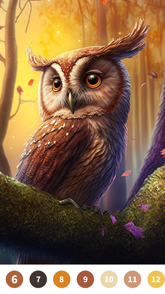 Owl Paint by Number Coloring - عکس برنامه موبایلی اندروید