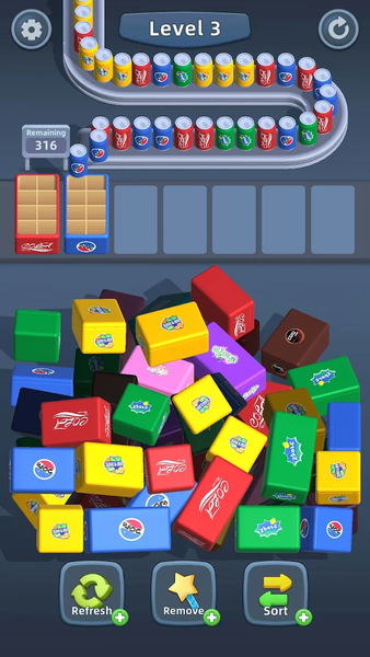 Packing Jam: Cans Sort Puzzle - Gameplay image of android game