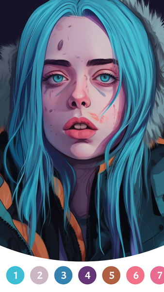 Billie Eilish Paint by Number - Gameplay image of android game