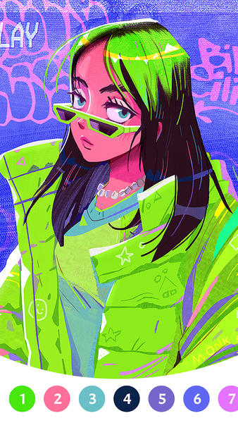 Billie Eilish Paint by Number - Gameplay image of android game