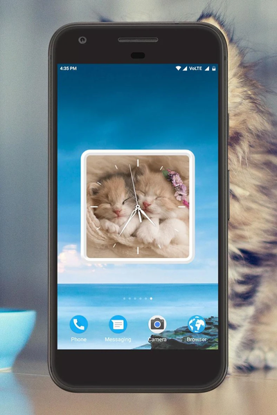 Kitten Clock Live Wallpaper - Image screenshot of android app