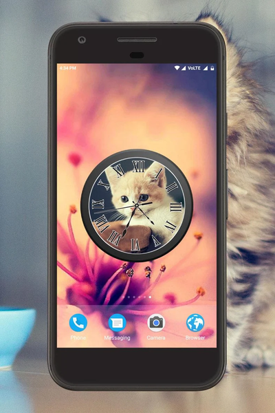 Kitten Clock Live Wallpaper - Image screenshot of android app