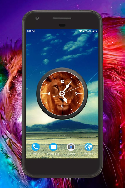 Lion Clock Live Wallpaper - Image screenshot of android app