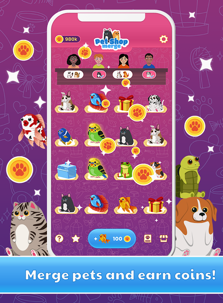 Pet Shop Merge Animal Game - Gameplay image of android game
