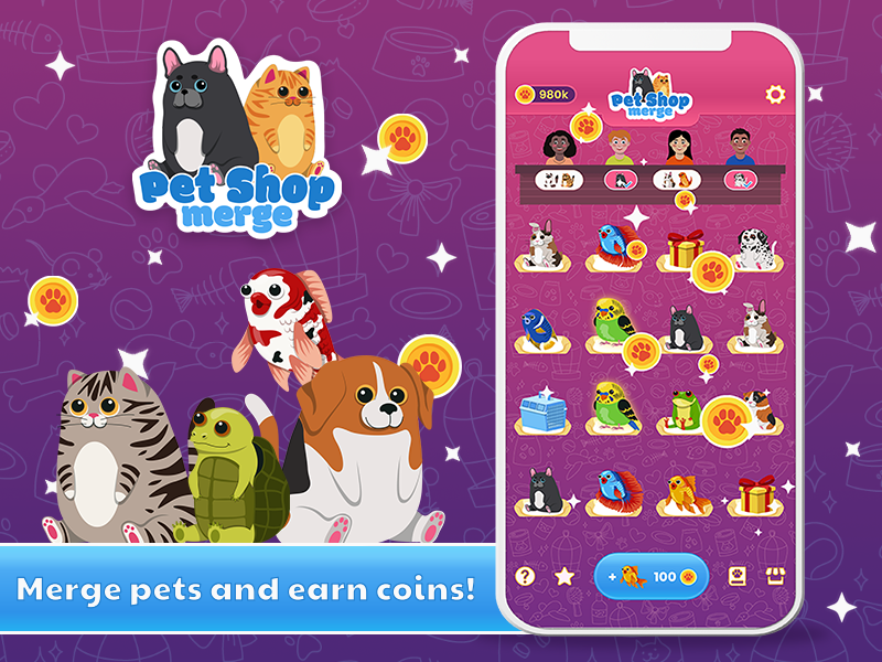 Pet Shop Merge Animal Game - Gameplay image of android game