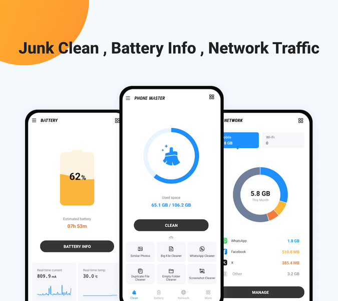 Junk Cleaner - Ora PhoneMaster - عکس برنامه موبایلی اندروید