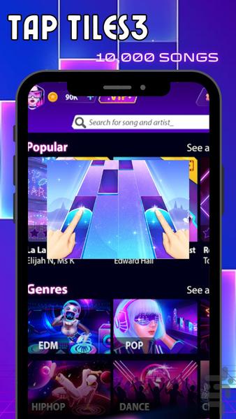 Piano Star-Tiles - پیانوی پیشرفته🎶 - Gameplay image of android game