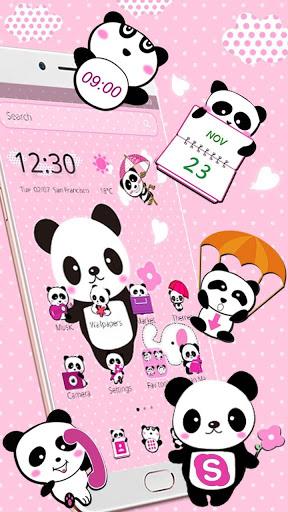 Pink Lovely Panda Theme - عکس برنامه موبایلی اندروید