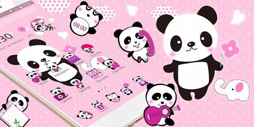 Pink Lovely Panda Theme - عکس برنامه موبایلی اندروید