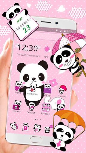 Pink Lovely Panda Theme - عکس برنامه موبایلی اندروید