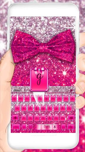 Pink Glitter Bow Keyboard Theme - Image screenshot of android app