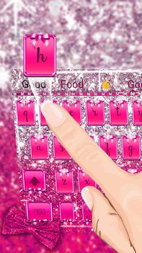 Pink Glitter Bow Keyboard Theme - Image screenshot of android app