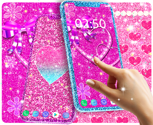 Pink glitter live wallpaper - Image screenshot of android app