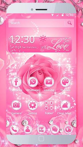 Diamond Pink Rose Theme - عکس برنامه موبایلی اندروید