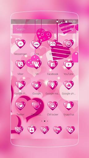Pink Heart Love Theme - Image screenshot of android app