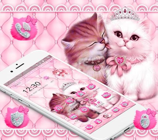 Lovely Cute pink Cat Theme - عکس برنامه موبایلی اندروید